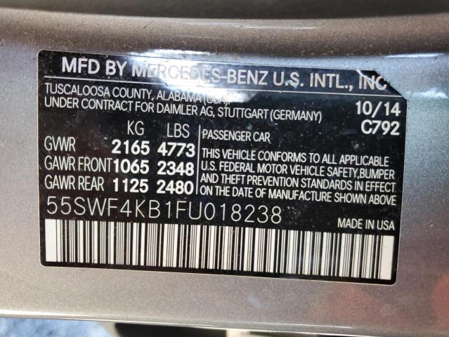 55SWF4KB1FU018238 - 2015 MERCEDES-BENZ C 300 4MATIC SILVER photo 12