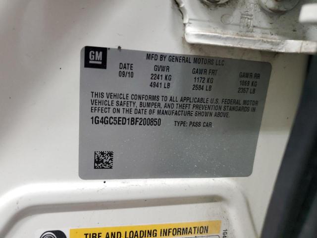 1G4GC5ED1BF200850 - 2011 BUICK LACROSSE CXL WHITE photo 12