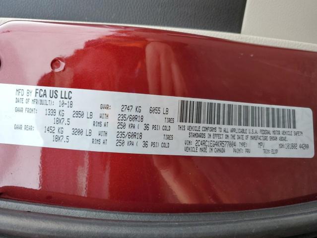 2C4RC1EG4KR577004 - 2019 CHRY PACIFICA TOURING L PLUS BURGUNDY photo 13