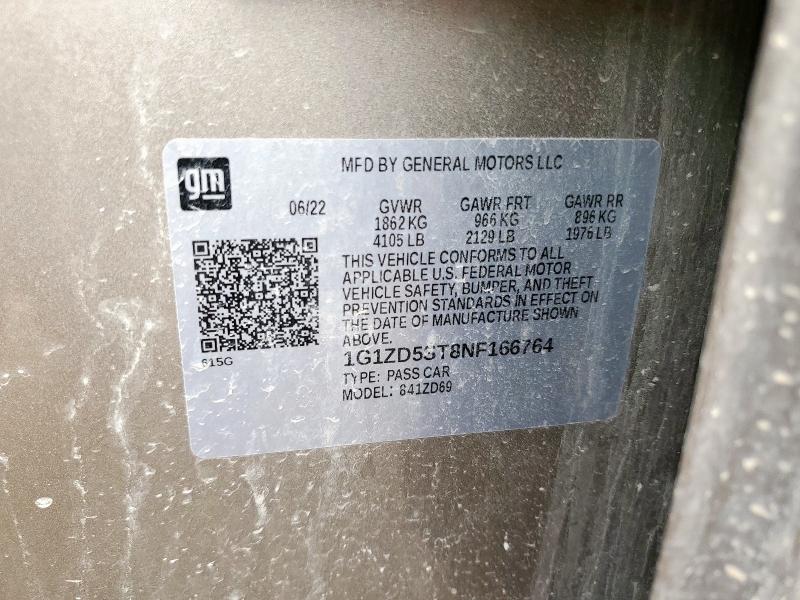 1G1ZD5ST8NF166764 - 2022 CHEVROLET MALIBU LT TAN photo 12