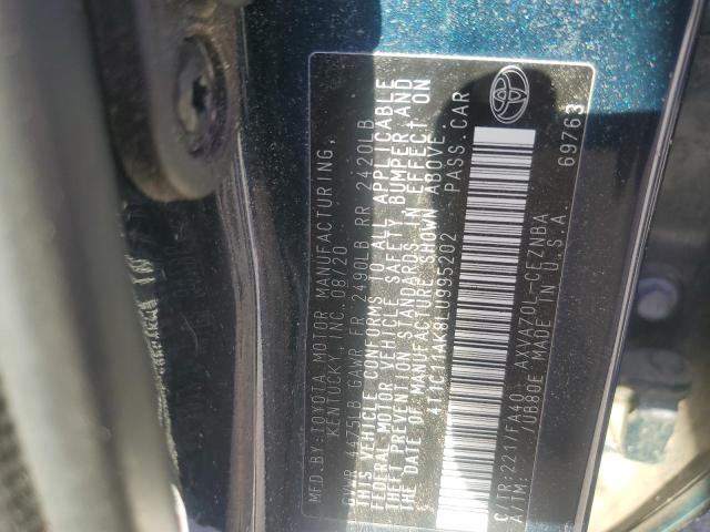 4T1C11AK8LU995202 - 2020 TOYOTA CAMRY LE BLUE photo 13