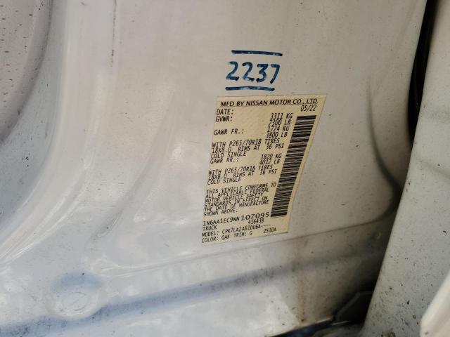 1N6AA1EC9NN107095 - 2022 NISSAN TITAN S WHITE photo 13