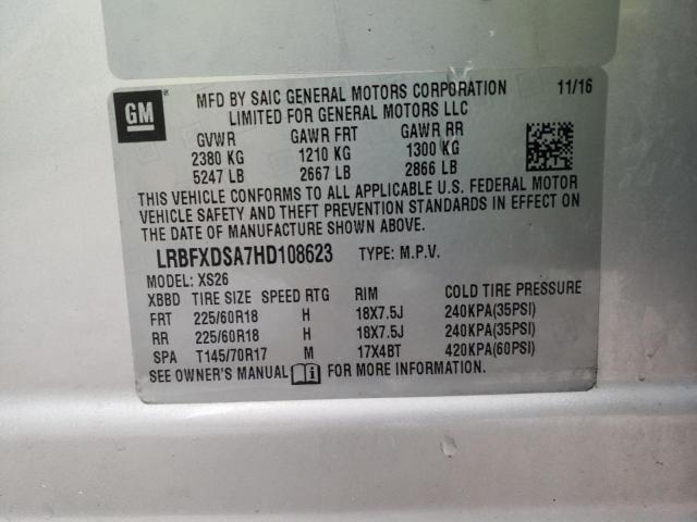 LRBFXDSA7HD108623 - 2017 BUICK ENVISION ESSENCE Մոխրագույն լուսանկար 14