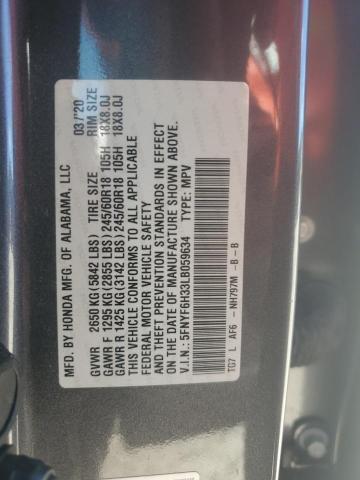 5FNYF6H33LB059634 - 2020 HONDA PILOT EX GRAY photo 14