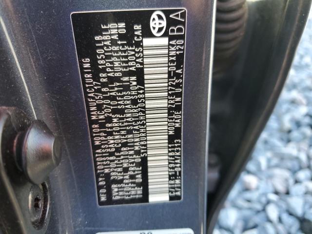 5YFBURHE5HP705847 - 2017 TOYOTA COROLLA L GRAY photo 12