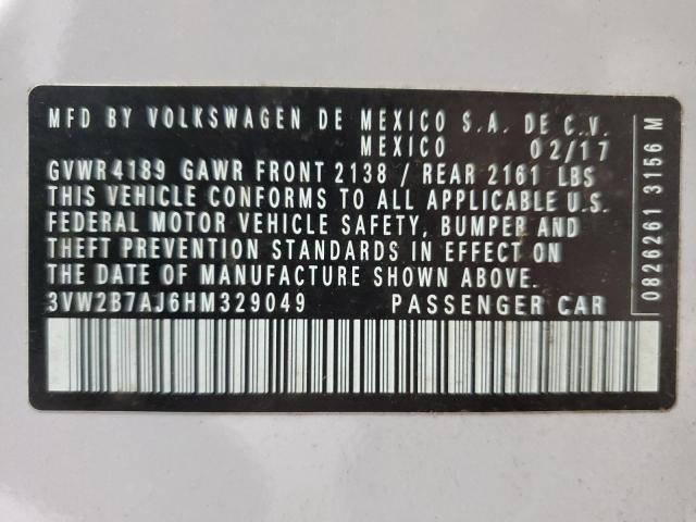 3VW2B7AJ6HM329049 - 2017 VOLKSWAGEN JETTA S SILVER photo 12