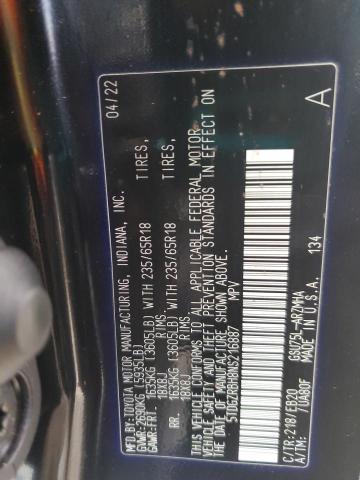 5TDGZRBH8NS216887 - 2022 TOYOTA HIGHLANDER XLE 黑色 照片 14