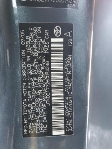 JTKDE177260094248 - 2006 TOYOTA SCION TC გრაფიტი ფოტო 12