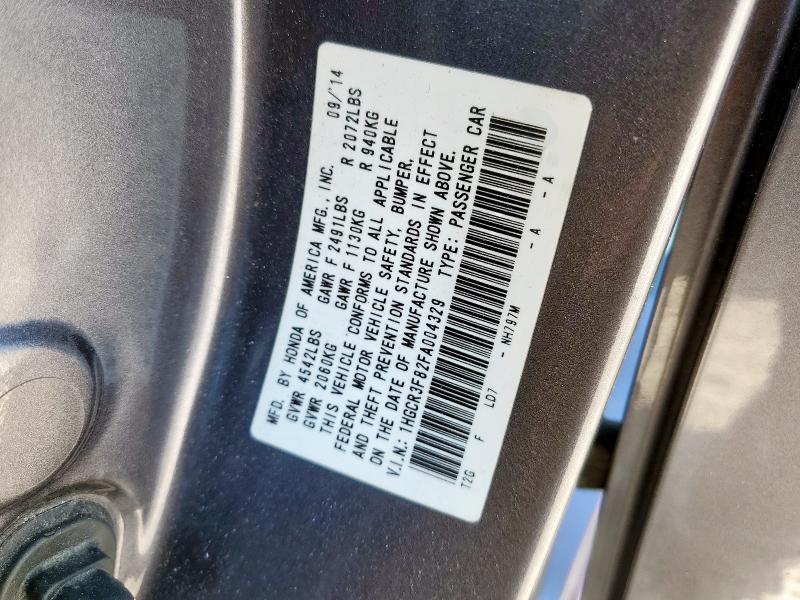 1HGCR3F82FA004329 - 2015 HONDA ACCORD EXL GRAY photo 13