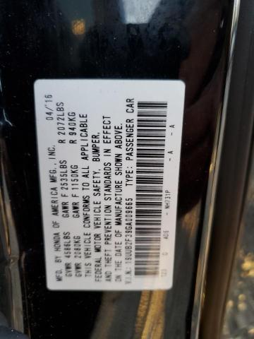 19UUB2F39GA009665 - 2016 ACURA TLX BLACK photo 12