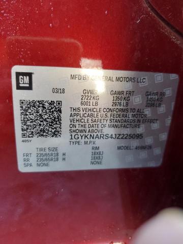 1GYKNARS4JZ225095 - 2018 CADILLAC XT5 红色 照片 13