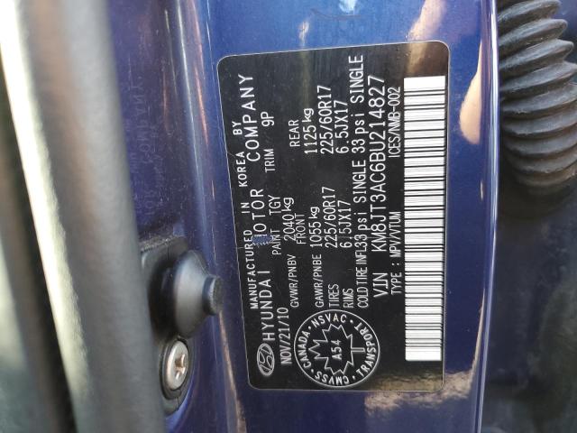 KM8JT3AC6BU214827 - 2011 HYUNDAI TUCSON GL Կապույտ լուսանկար 14