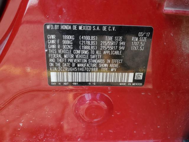 3CZRU6H51HG702988 - 2017 HONDA HR-V EX Qırmızı foto 13