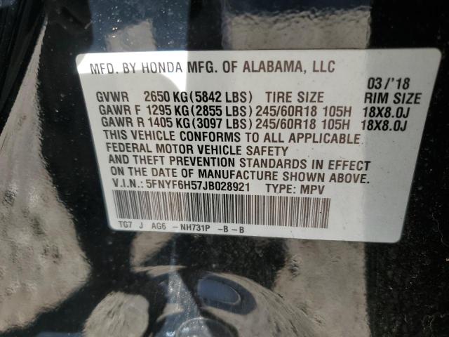 5FNYF6H57JB028921 - 2018 HONDA PILOT EXL BLACK photo 14