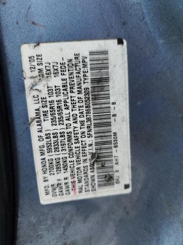 5FNRL38786B052309 - 2006 HONDA ODYSSEY EXL BLUE photo 13