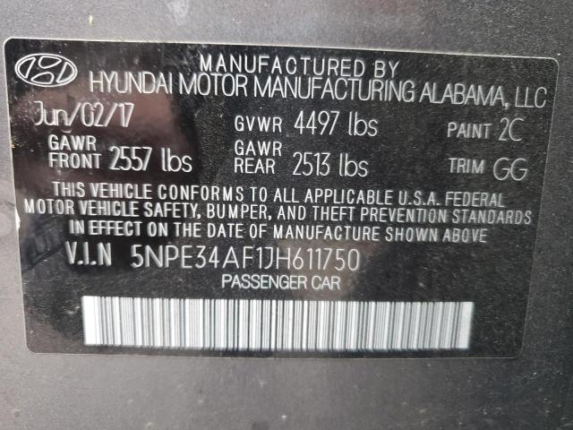 5NPE34AF1JH611750 - 2018 HYUNDAI SONATA SPORT 灰色 照片 12