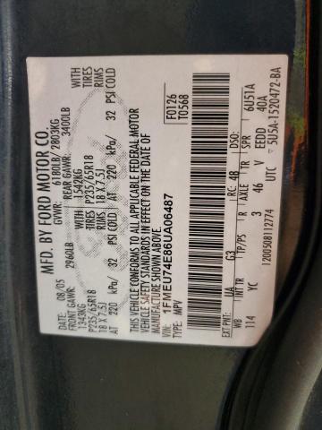 1FMEU74E86UA06487 - 2006 FORD EXPLORER EDDIE BAUER 黑色 照片 13