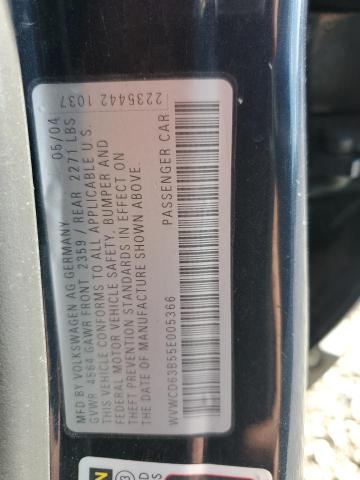 WVWCD63B55E005366 - 2005 VOLKSWAGEN PASSAT GLS BLUE photo 12