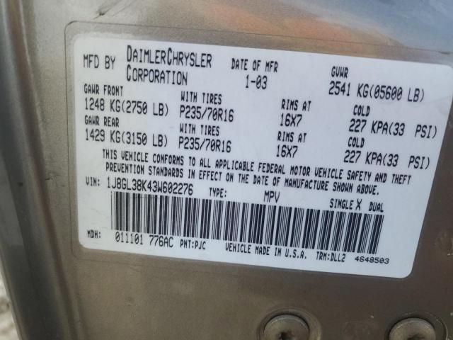 1J8GL38K43W602276 - 2003 JEEP LIBERTY RENEGADE 棕色 照片 13