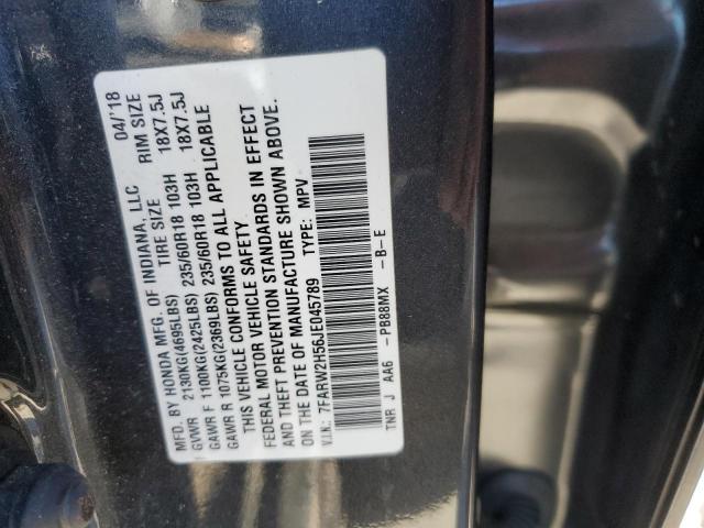 7FARW2H56JE045789 - 2018 HONDA CR-V EX GRAY photo 12