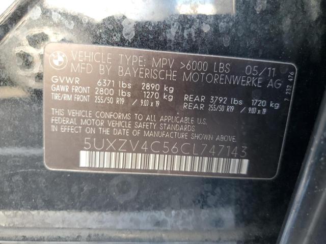 5UXZV4C56CL747143 - 2012 BMW X5 XDRIVE35I BLACK photo 13