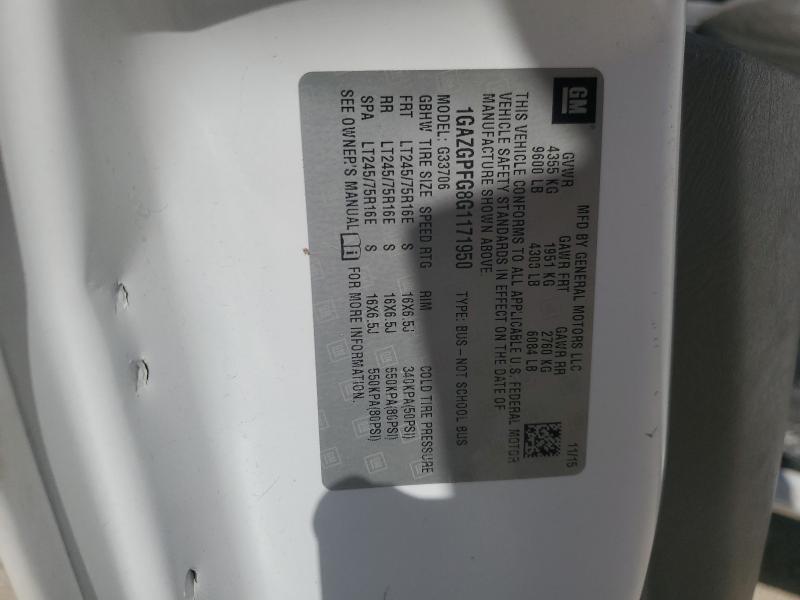 1GAZGPFG8G1171950 - 2016 CHEVROLET EXPRESS G3 LT 白色 照片 13