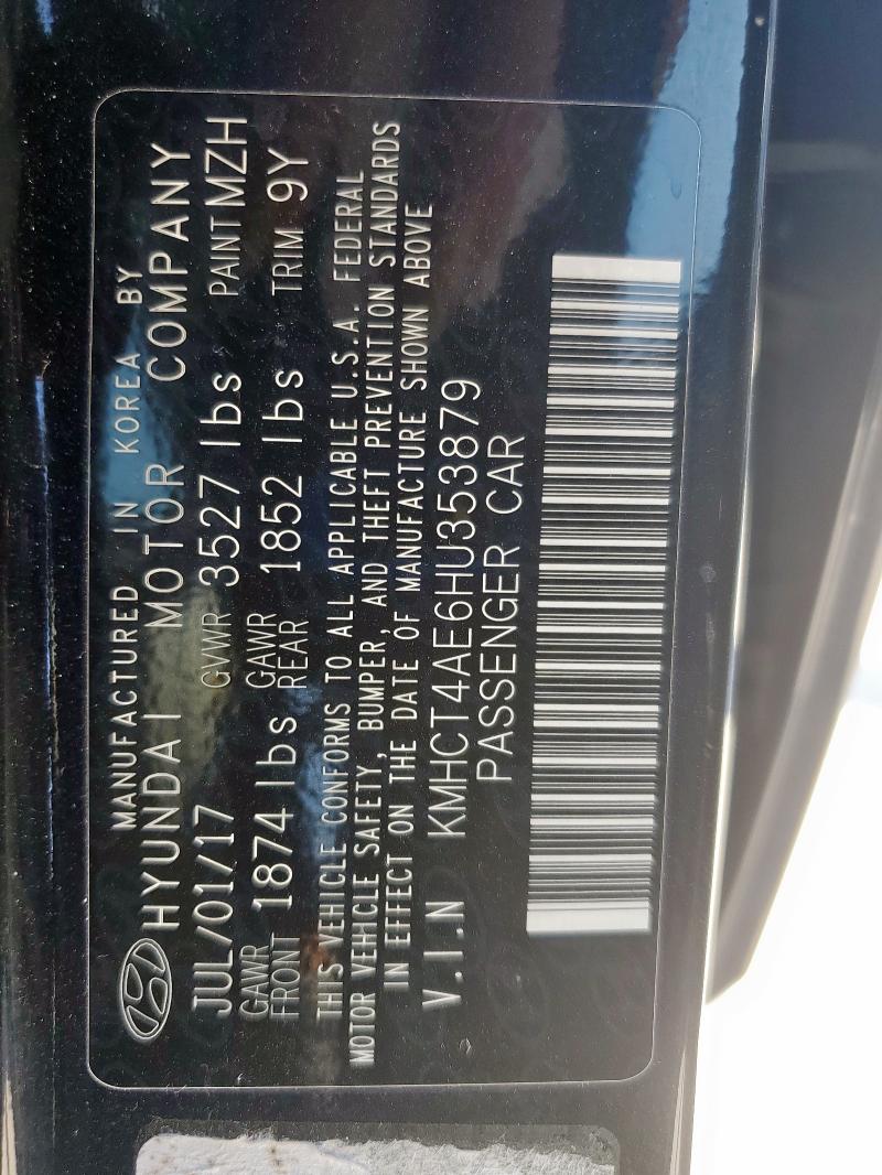 KMHCT4AE6HU353879 - 2017 HYUNDAI ACCENT SE შავი ფოტო 13