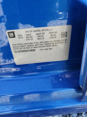 1G1JC5SHXG4144582 - 2016 CHEVROLET SONIC LT BLUE photo 12