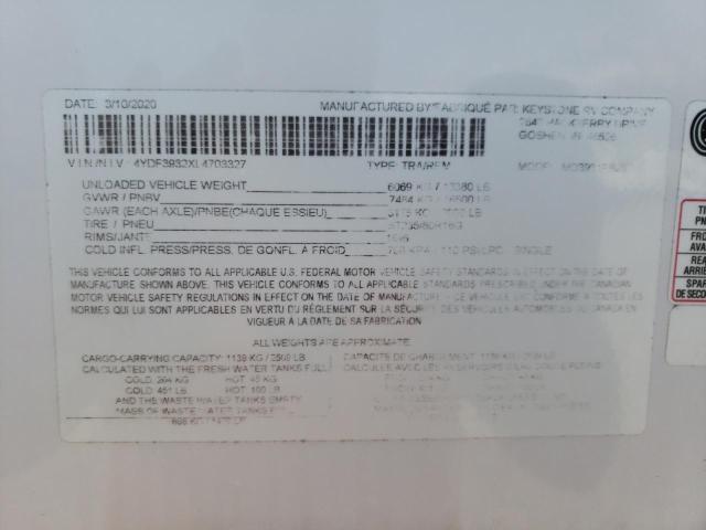 4YDF3932XL4703327 - 2020 KEYSTONE MONTANA WHITE photo 10