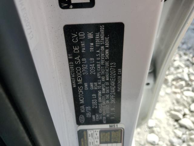 3KPF24AD4KE020713 - 2019 KIA FORTE FE WHITE photo 13