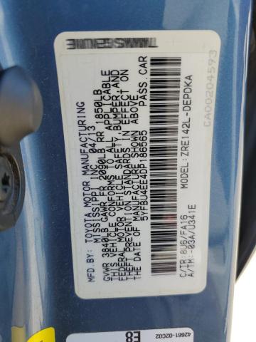 5YFBU4EE4DP186565 - 2013 TOYOTA COROLLA BASE أزرق صورة 13