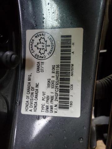 2HGFC2F65JH039156 - 2018 HONDA CIVIC LX GRAY photo 12