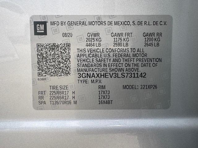 3GNAXHEV3LS731142 - 2020 CHEVROLET EQUINOX LS Gümüş foto 15