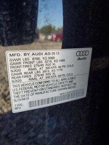 WA1LGAFE8DD016151 - 2013 AUDI Q7 PREMIUM PLUS Weiß Foto 13