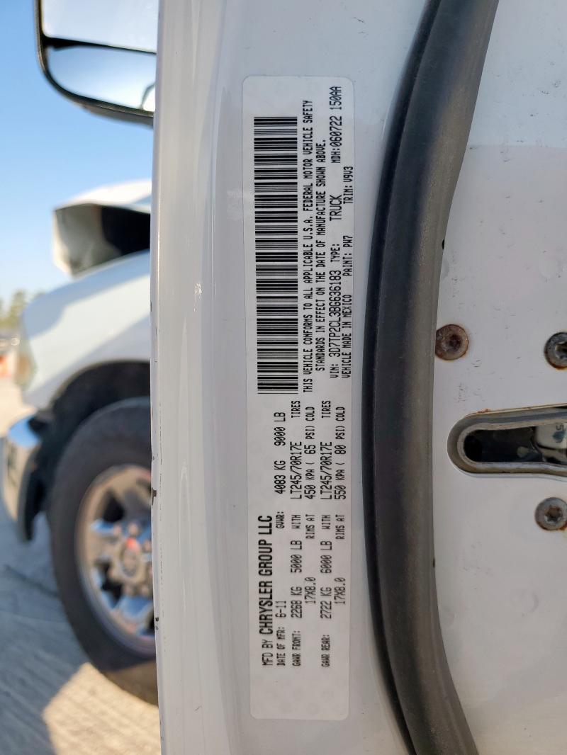 3D7TP2CL3BG636183 - 2011 DODGE RAM 2500 WHITE photo 13