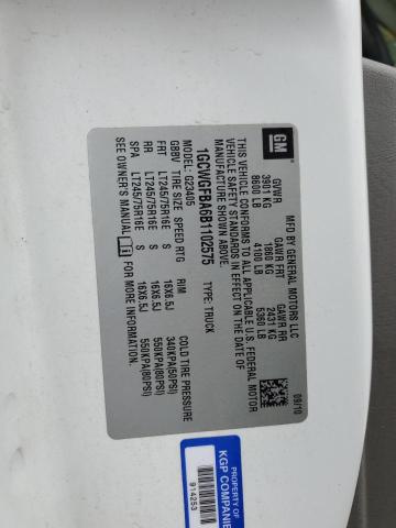 1GCWGFBA6B1102575 - 2011 CHEVROLET EXPRESS G2 WHITE photo 13