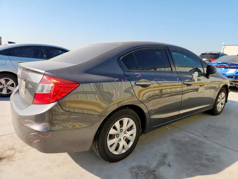 2HGFB2F54CH606602 - 2012 HONDA CIVIC LX ნაცრისფერი ფოტო 3