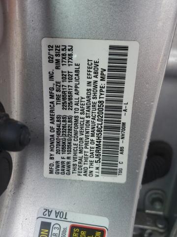 5J6RM4H58CL020058 - 2012 HONDA CR-V EX SILVER photo 13