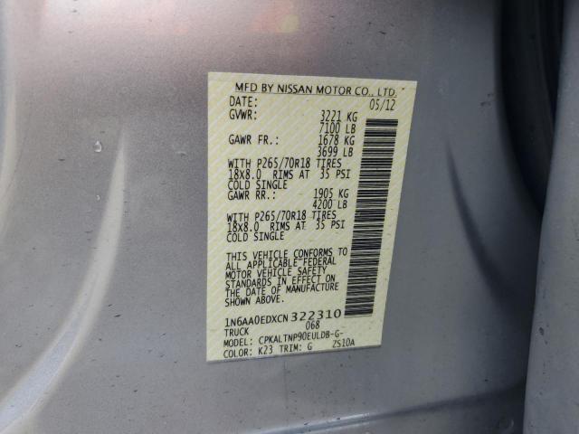1N6AA0EDXCN322310 - 2012 NISSAN TITAN S Silber Foto 12