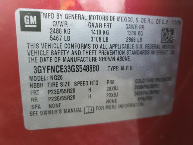 3GYFNCE33GS548880 - 2016 CADILLAC SRX PERFORMANCE COLLECTION RED photo 13