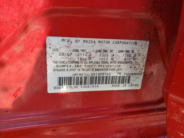 JM1BK34L881809745 - 2008 MAZDA SPEED 3 RED photo 13