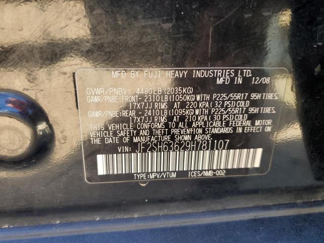 JF2SH63629H781107 - 2009 SUBARU FORESTER 2.5X PREMIUM BLACK photo 13