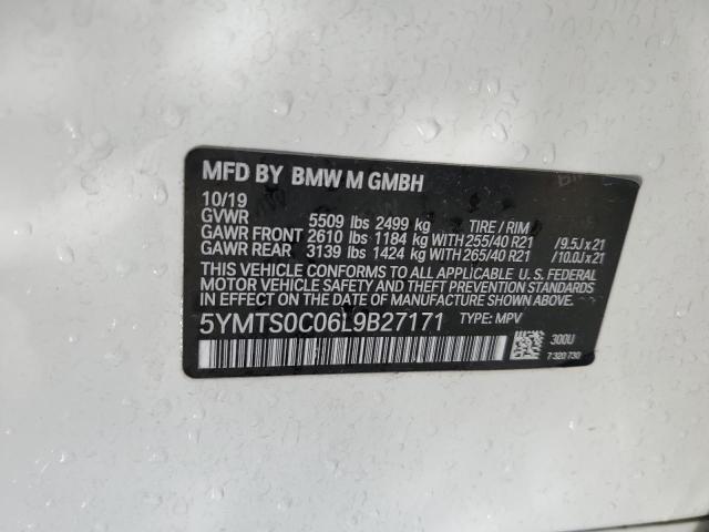5YMTS0C06L9B27171 - 2020 BMW X3 M COMPETITION WHITE photo 13