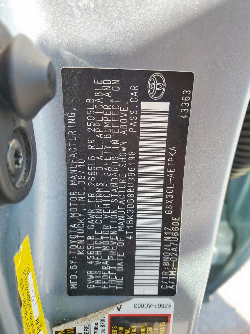 4T1BK3DB8BU396198 - 2011 TOYOTA AVALON BASE 蓝色 照片 13