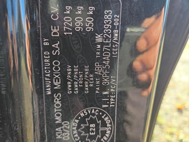 3KPF54AD7LE239383 - 2020 KIA FORTE EX BLACK photo 12