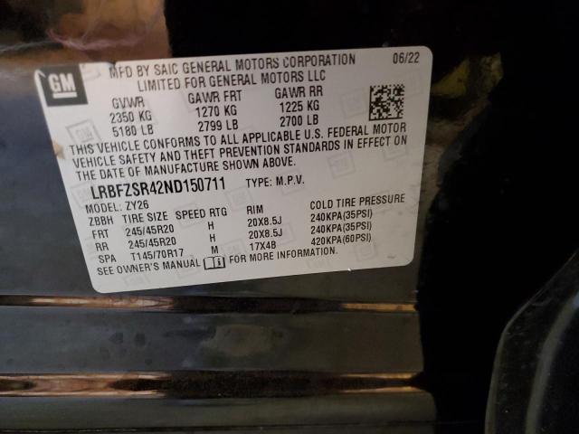 LRBFZSR42ND150711 - 2022 BUICK ENVISION AVENIR BLACK photo 13