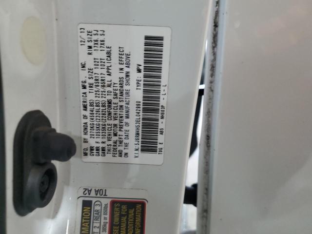 5J6RM4H53EL042990 - 2014 HONDA CR-V EX WHITE photo 13