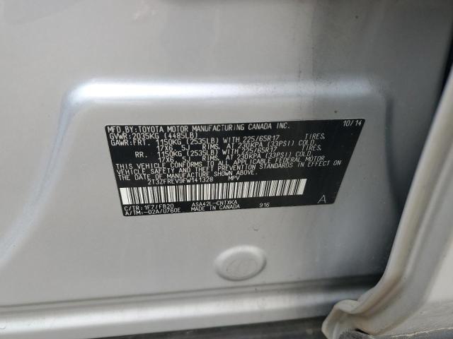 2T3ZFREV9FW141328 - 2015 TOYOTA RAV4 LE SILVER photo 14