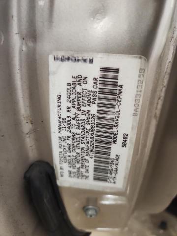 4T1BG22K8XU881026 - 1999 TOYOTA CAMRY CE Brązowy zdjęcie 12