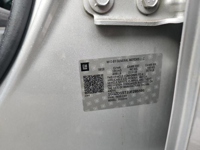 1G1ZD5ST2JF285596 - 2018 CHEVROLET MALIBU LT SILVER photo 13